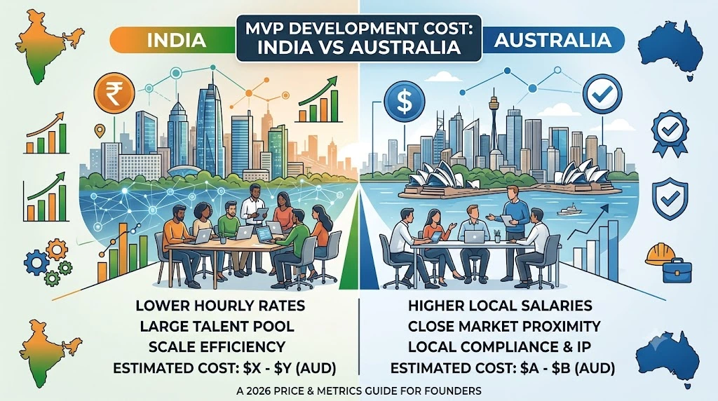 MVP development cost India vs Australia comparison guide metrics